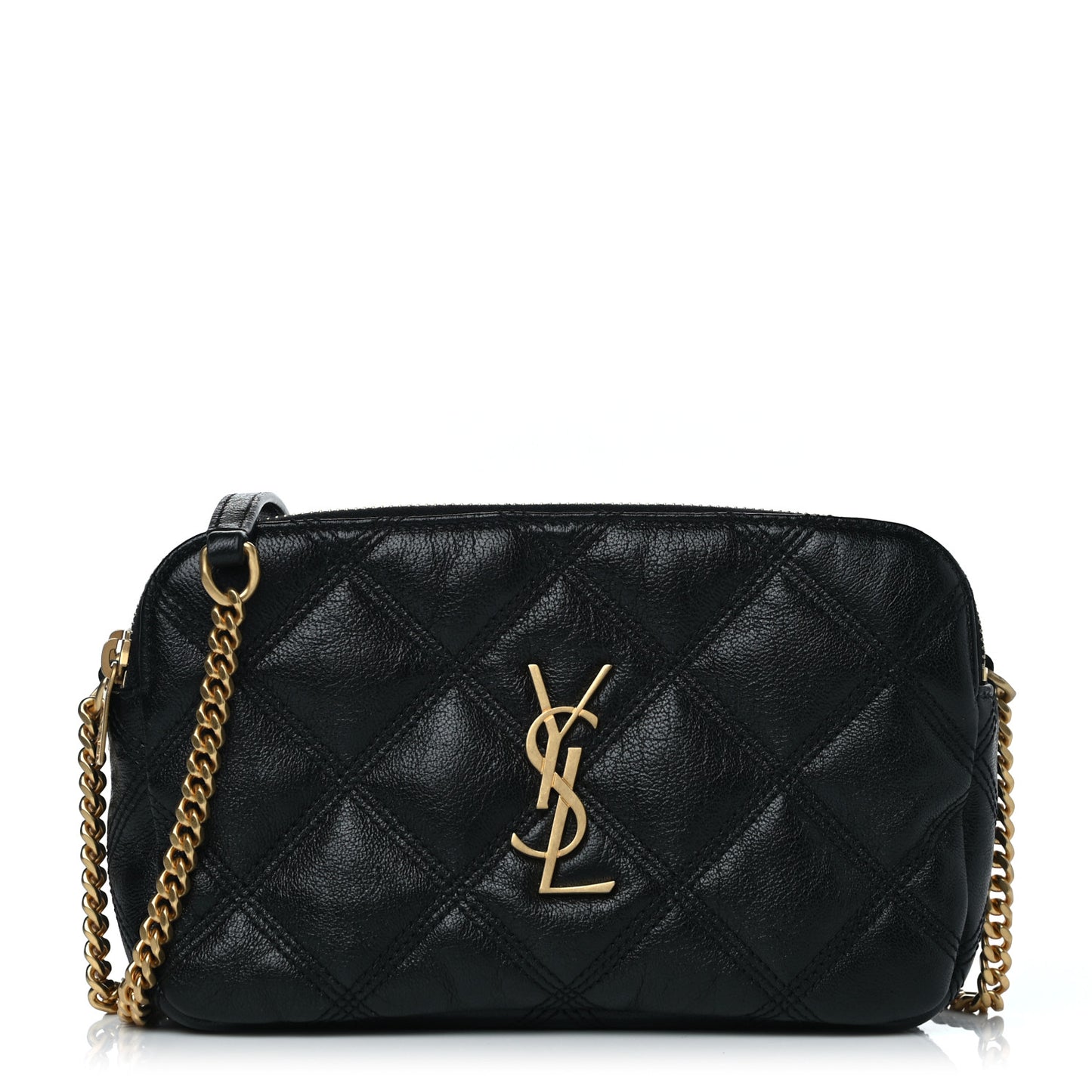 Grained Lambskin Quilted Mini Becky Double Zip Bag Black