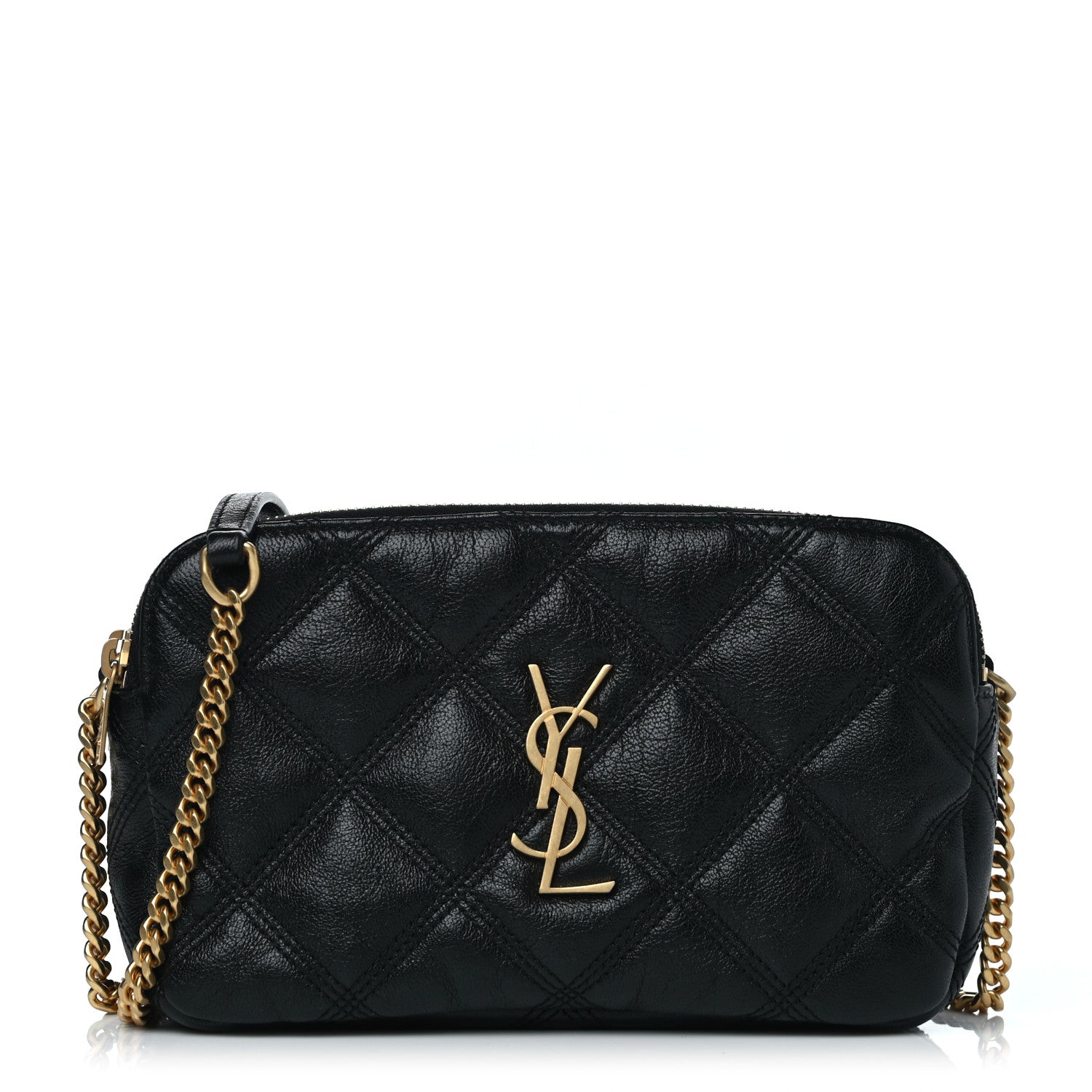 Saint Laurent Grained Lambskin Quilted Mini Becky Double Zip Bag Black 1 of 16