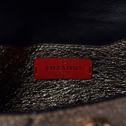 Valentino Garavani Metallic Calfskin V Rivet Chain Clutch Platinum 10 of 11