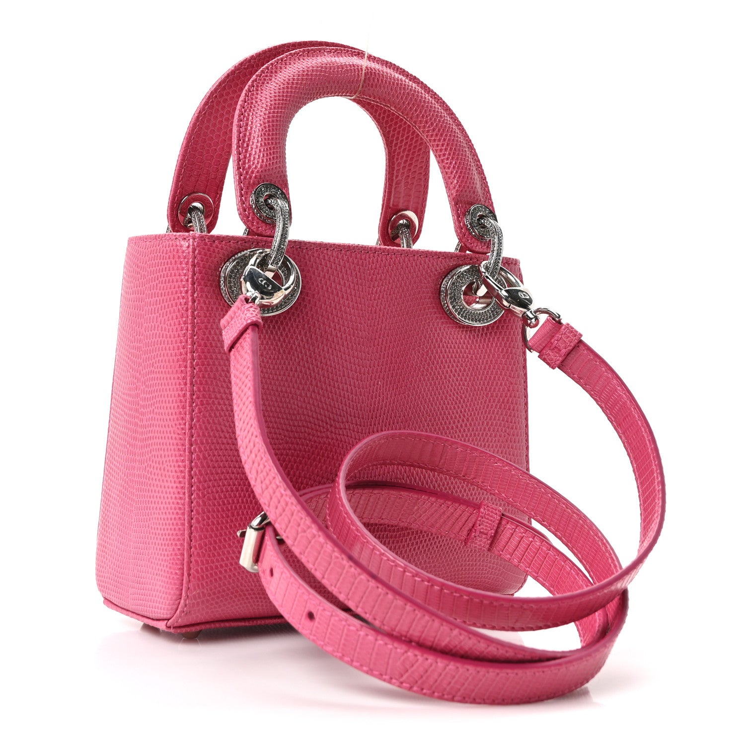 Christian Dior Lizard Swarovski Crystal Mini Lady Dior Dark Pink 3 of 11