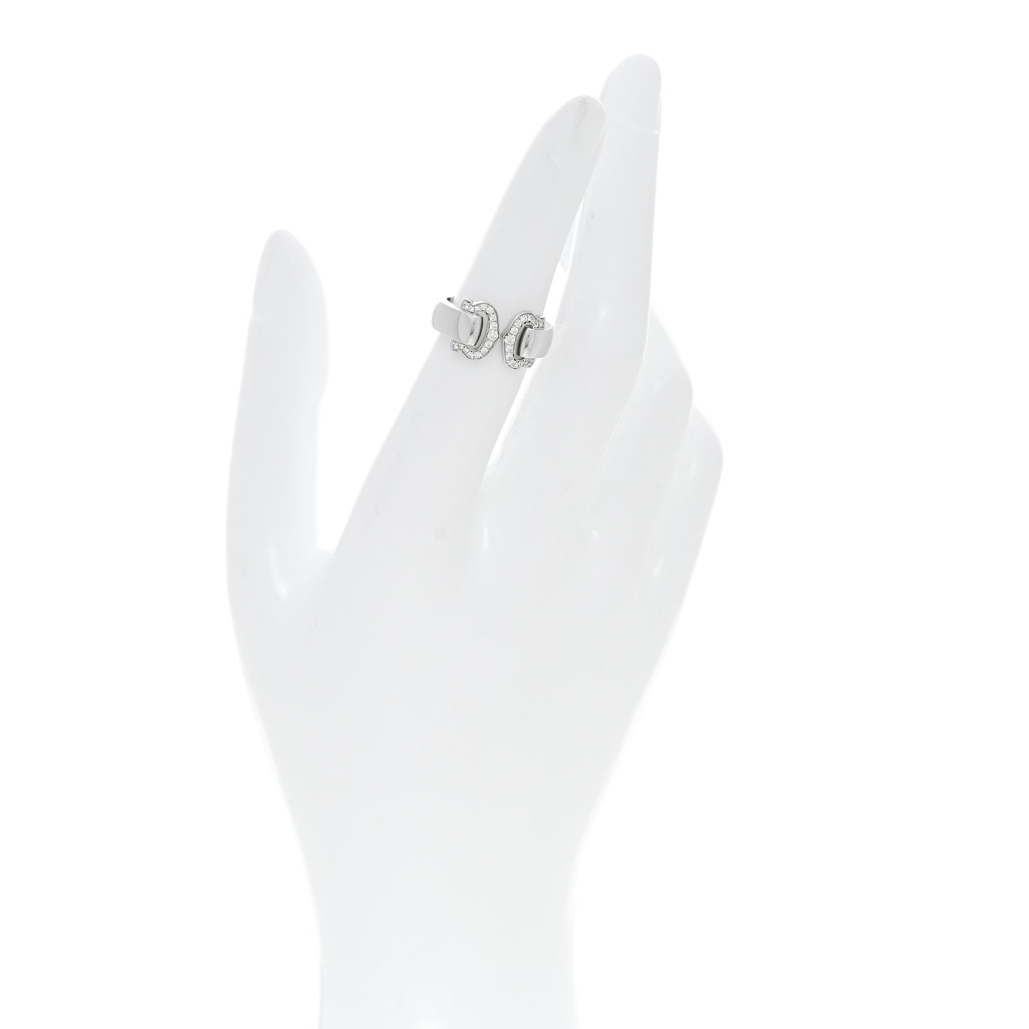 18K White Gold Diamond C De Cartier Ring 50 5.5