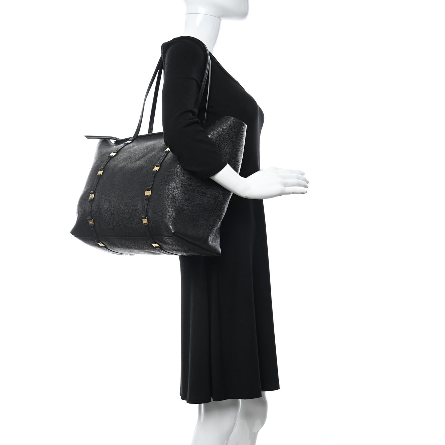 Grained Calfskin Emotion Tote Black