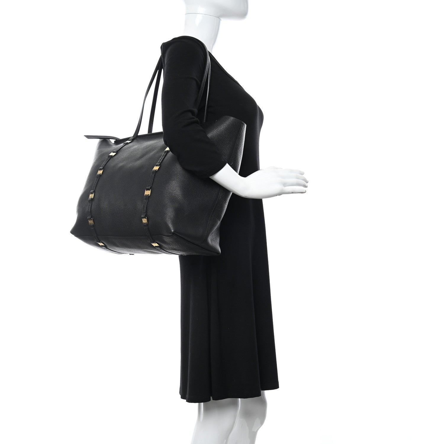 Salvatore Ferragamo Grained Calfskin Emotion Tote Black 2 of 11