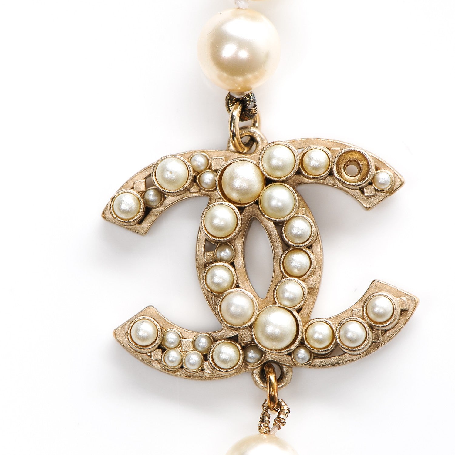 Chanel Graduated Pearl CC Long Necklace Gold 7 of 8