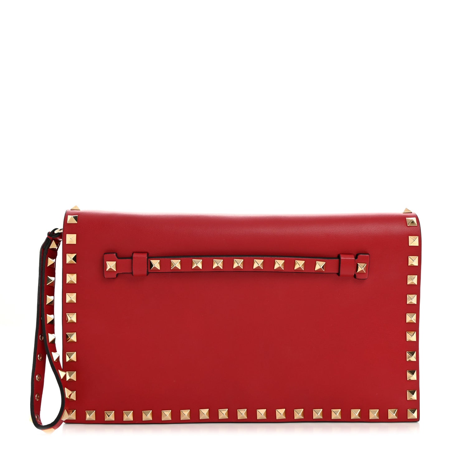 Nappa Rockstud Wristlet Clutch Rosso Valentino