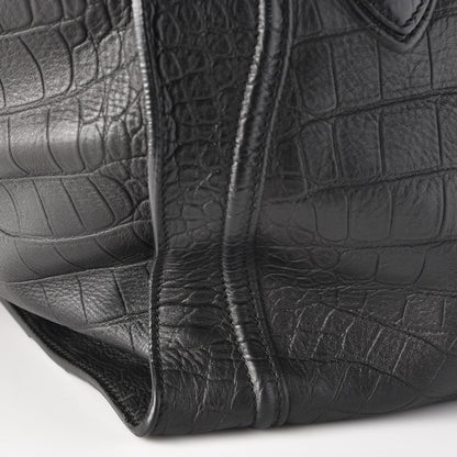 Celine Crocodile Embossed Calfskin Large Phantom Luggage Black 9 of 14