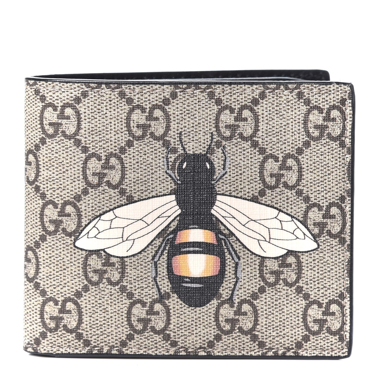 GG Supreme Monogram Bee Nice Bi-Fold Wallet Beige