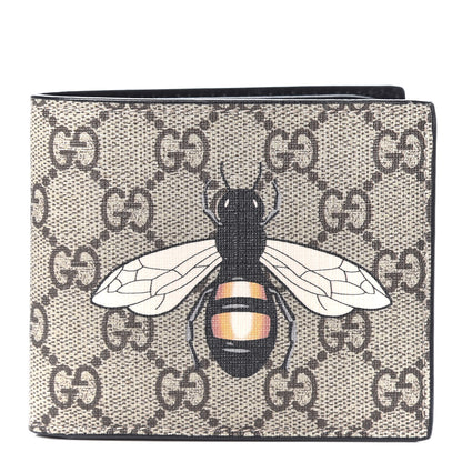 Gucci GG Supreme Monogram Bee Nice Bi-Fold Wallet Beige 1 of 9