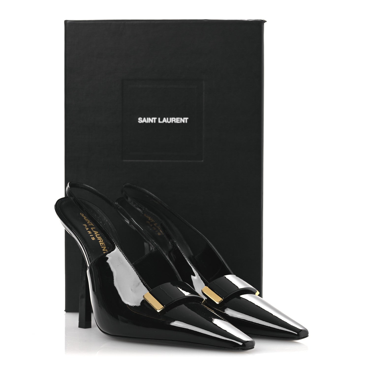 未使用✨SAINT LAURENT パンプス 38.5 黒 Saint Laurent Vernice Grupy Madame 115mm Slingback Pumps 38 Black
