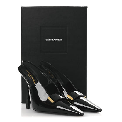 Saint Laurent Vernice Grupy Madame 115mm Slingback Pumps 38 Black 13 of 13