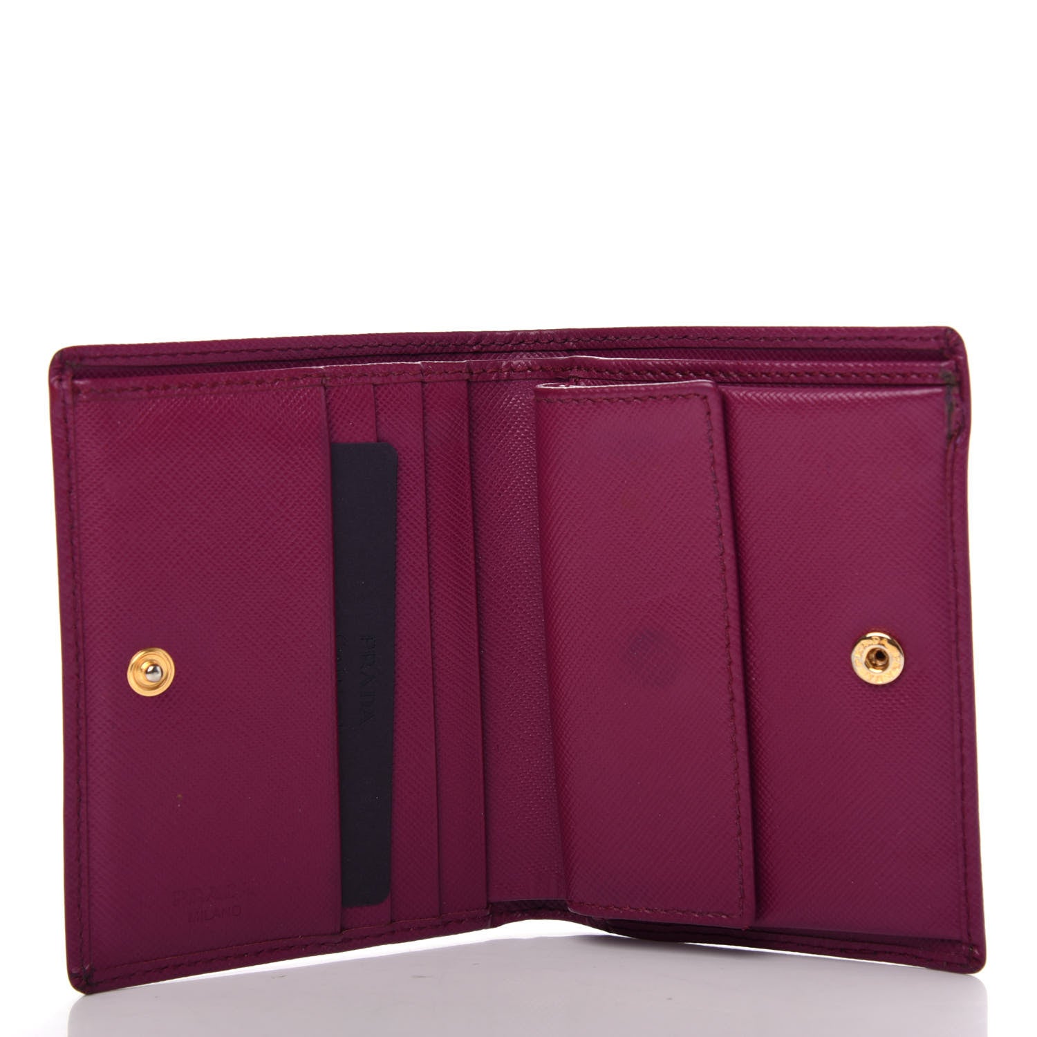 Prada Saffiano Metal Bi-Fold Wallet Ametista 5 of 8