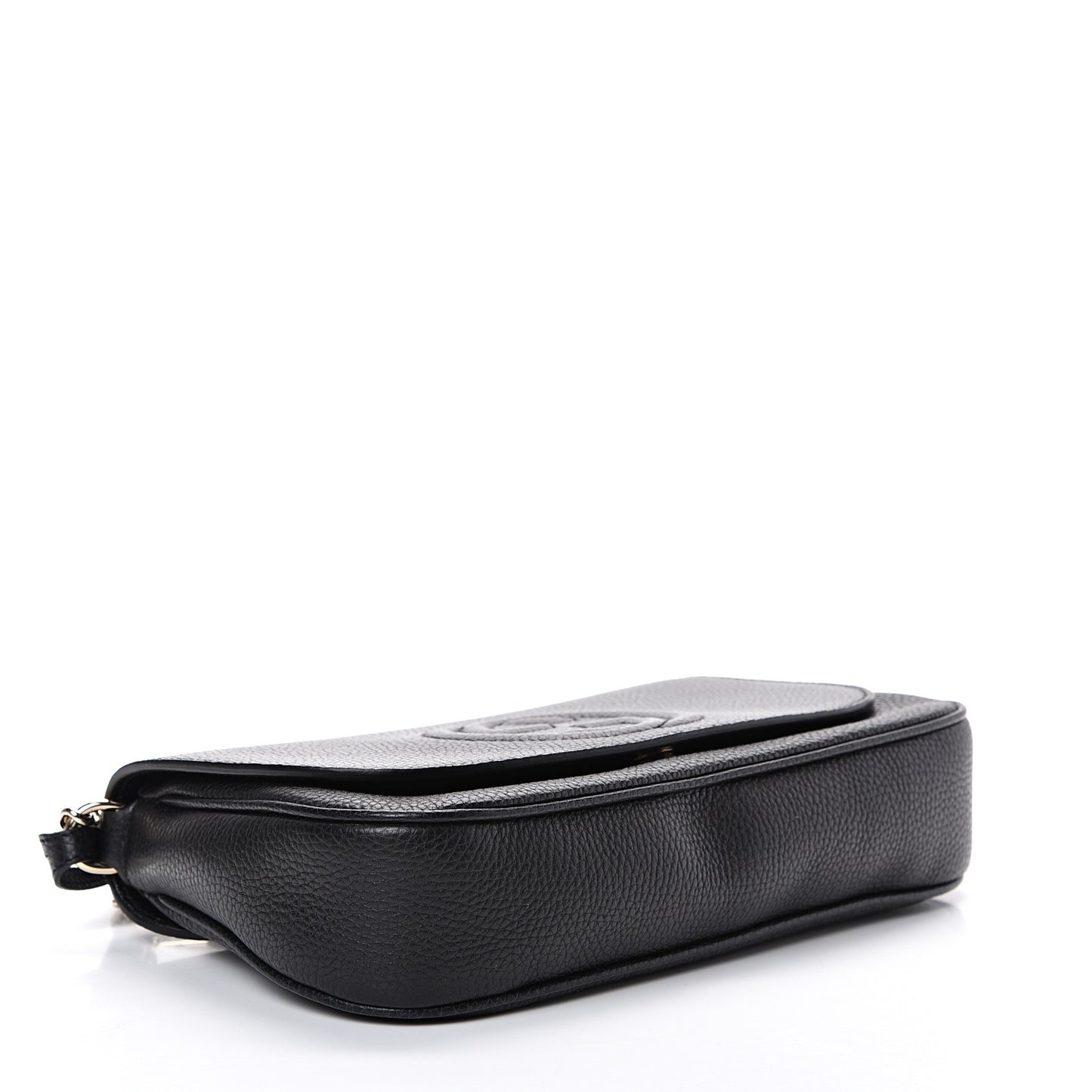 Pebbled Calfskin Medium Soho Flap Crossbody Black