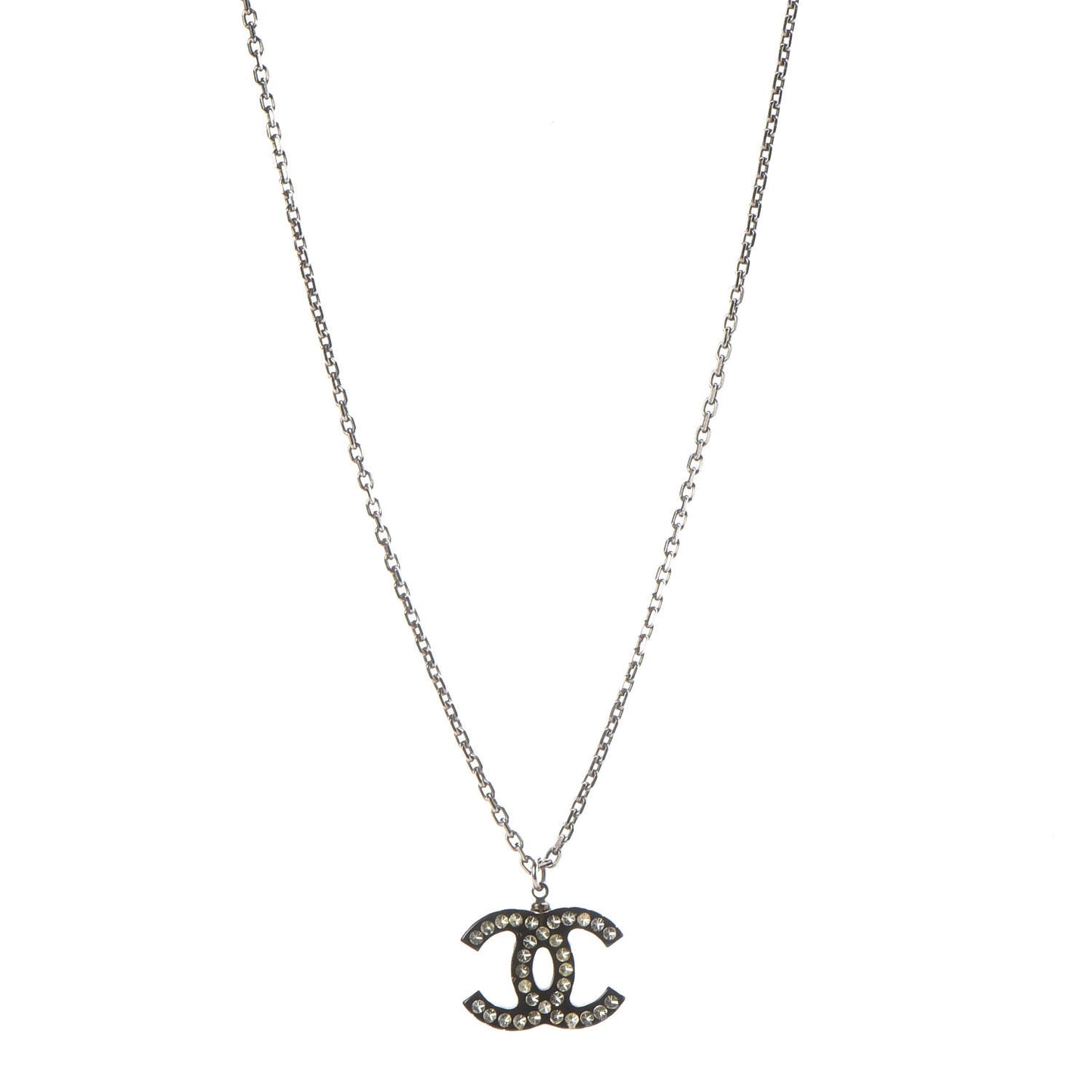 Crystal Resin CC Necklace Silver Black