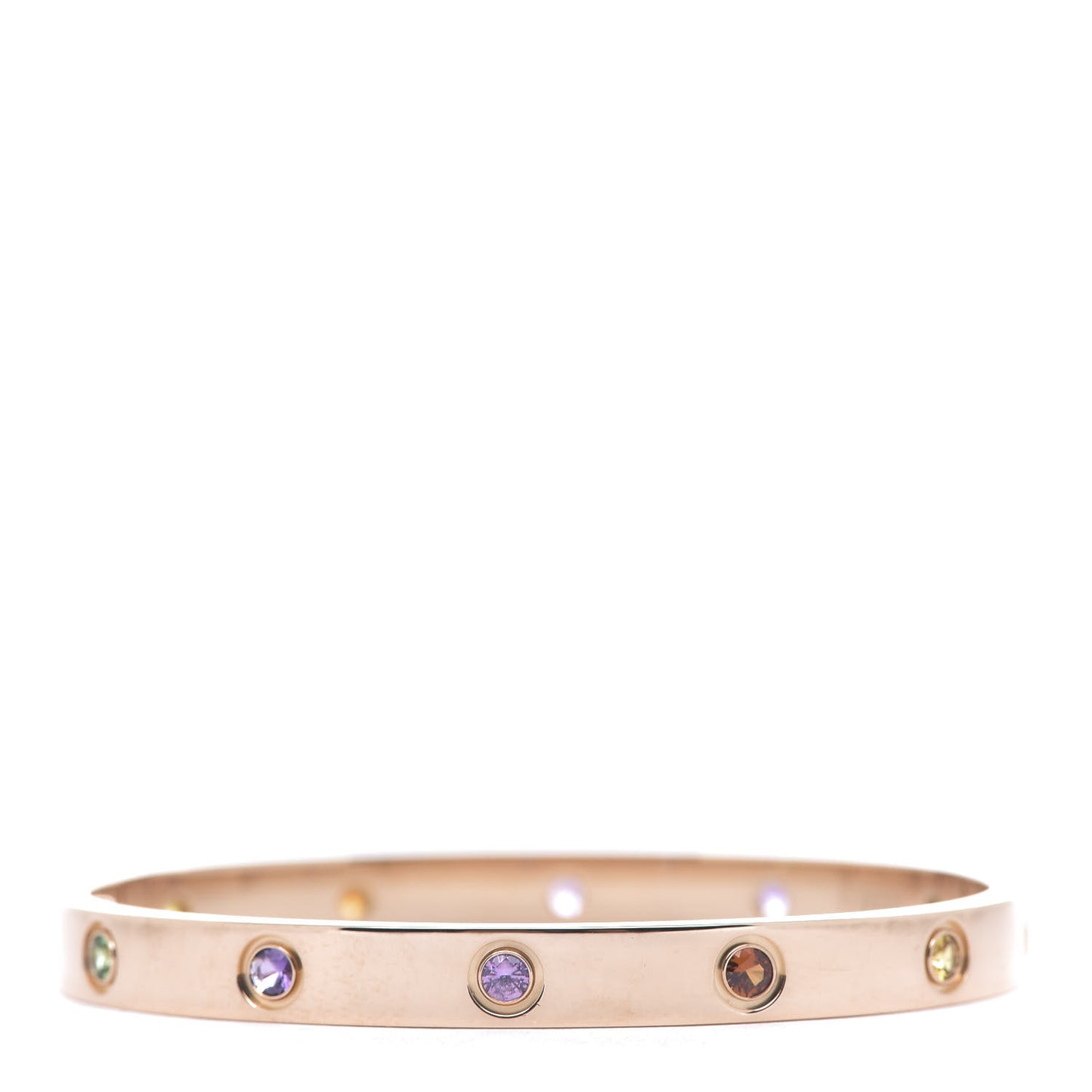 18K Pink Gold Sapphire Garnet Amethyst LOVE Bracelet 17