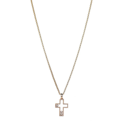 Chopard 18K Yellow Gold Happy Diamonds Cross Pendant Necklace 1 of 9