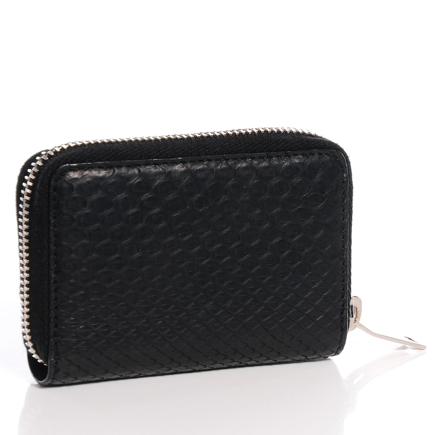 Saint Laurent Python Embossed Leather Small Coin Purse Black 3 of 7
