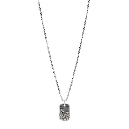 David Yurman Sterling Silver Mens Wave Tag Pendant Necklace 1 of 5