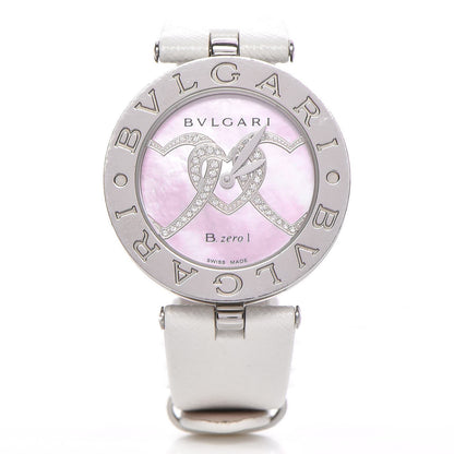 Bulgari BVLGARI Stainless Steel Calfskin Diamond Pink Mother of Pearl 30mm B.Zero1 Three Hearts Quartz Watch 1 of 12