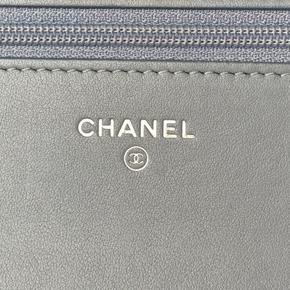 Chanel Lambskin Quilted Boy Wallet On Chain WOC Grey 6 of 10