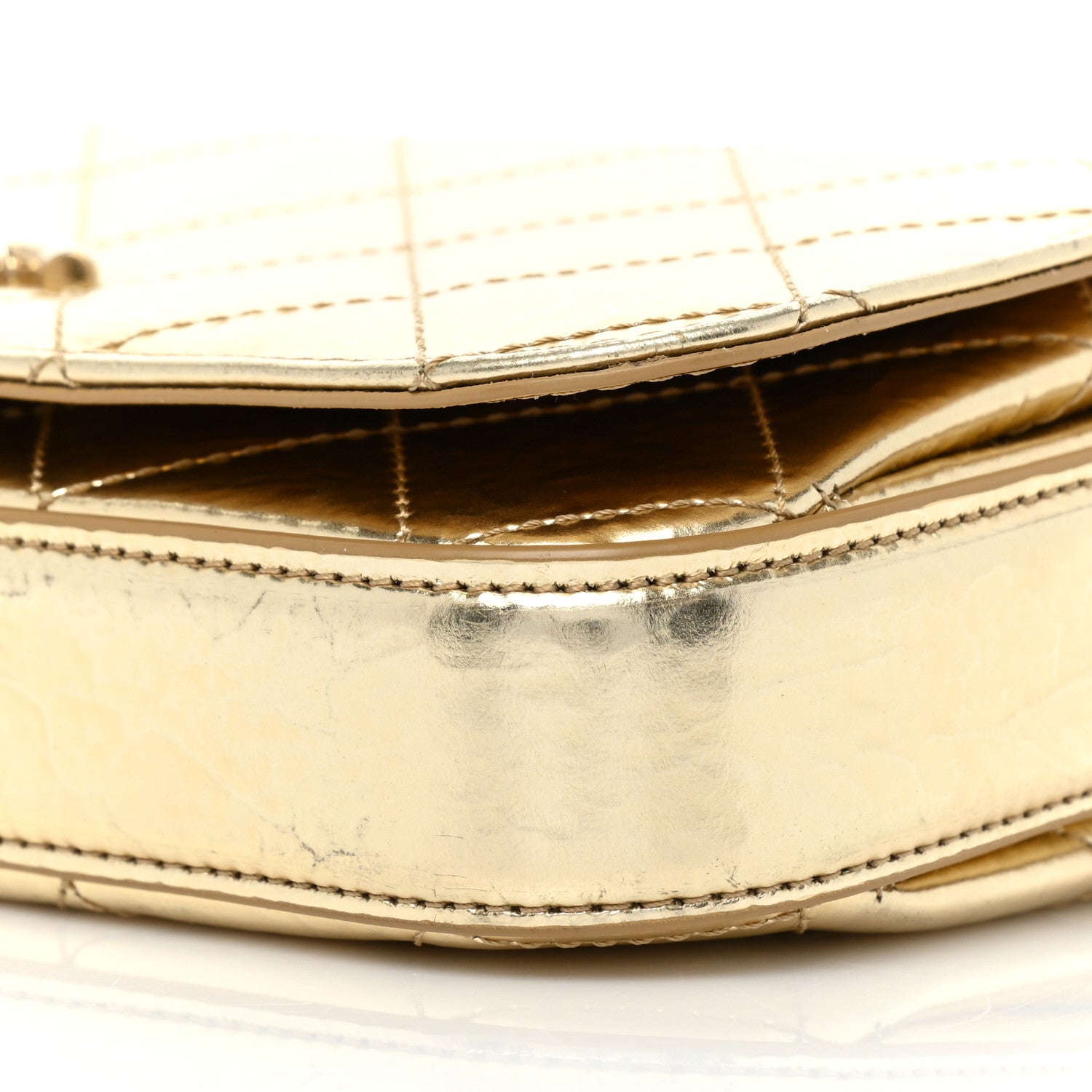 Chanel Hammered Metallic Calfskin Quilted Flap Gold 17 of 25