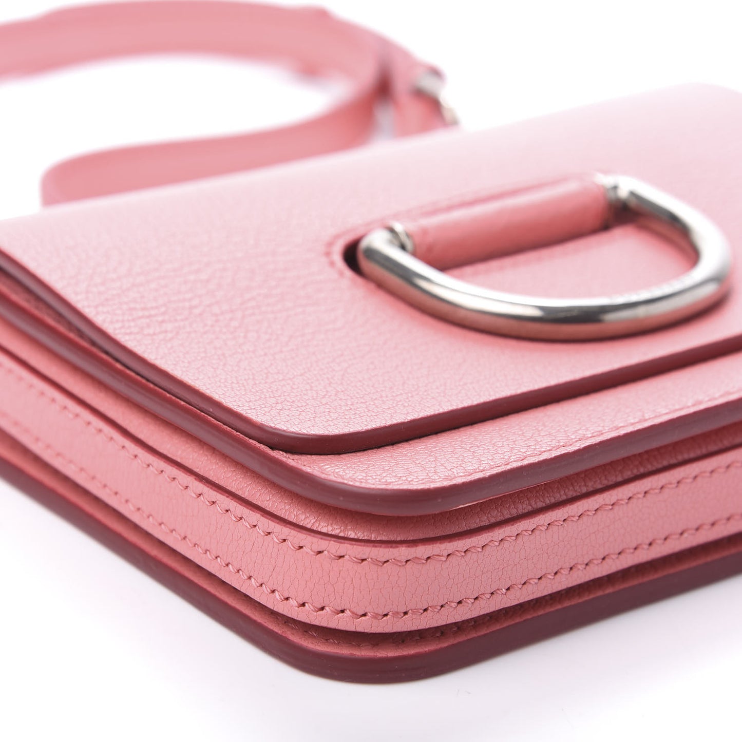 Goatskin Mini D-Ring Bag Bright Coral Pink
