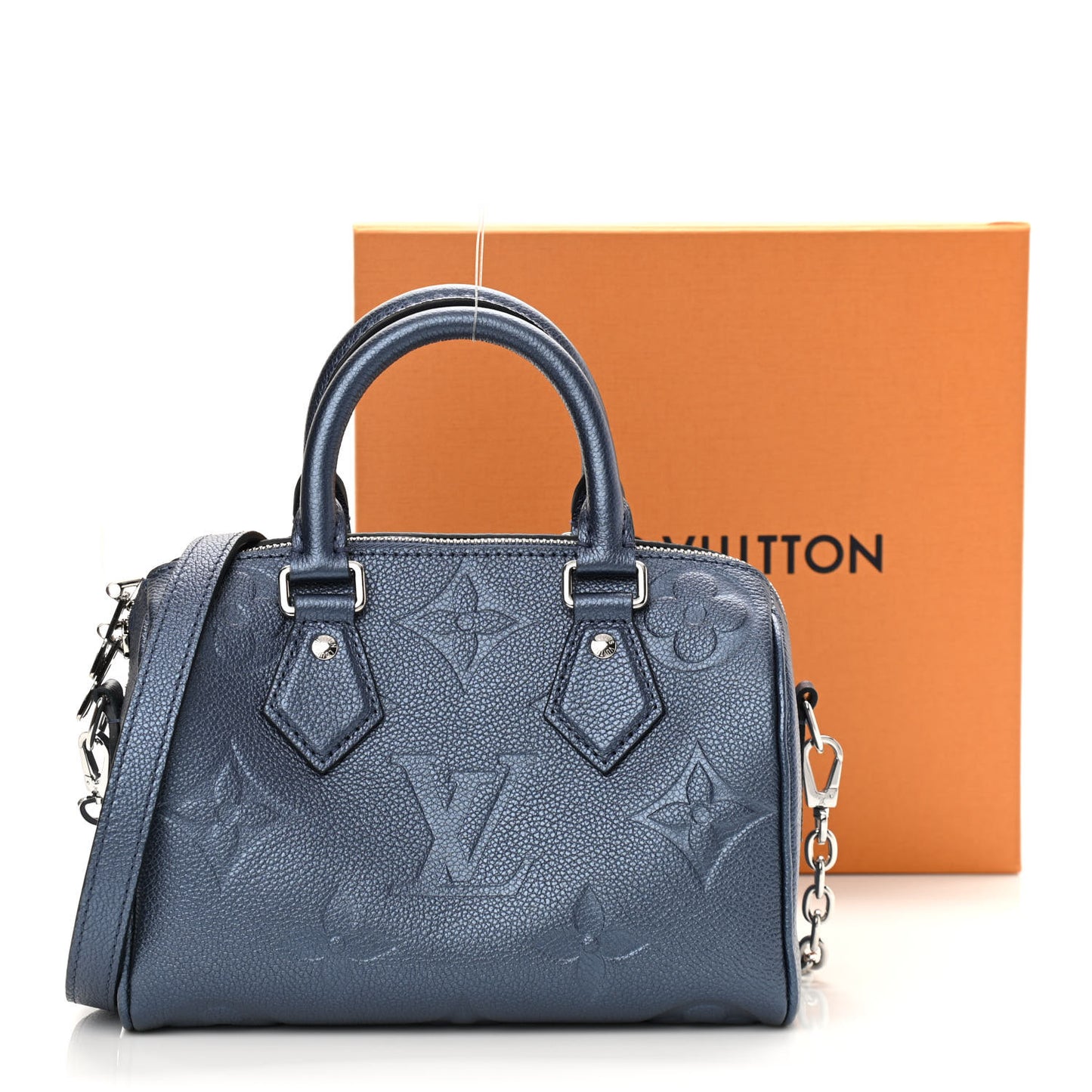 Metallic Empreinte Monogram Giant Speedy Bandouliere 20 Navy Nacre