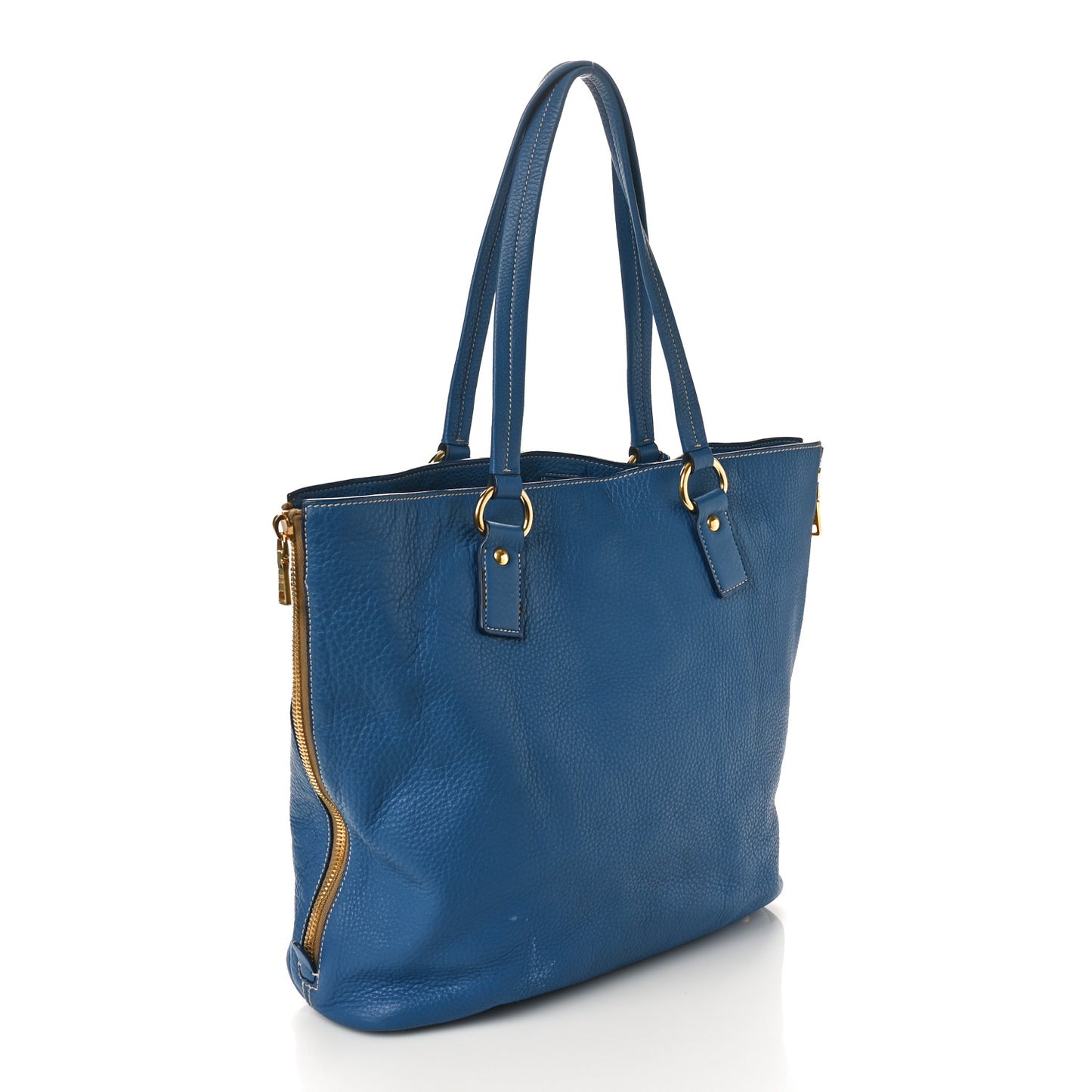 Vitello Phenix Side Zip Tote Cobalto