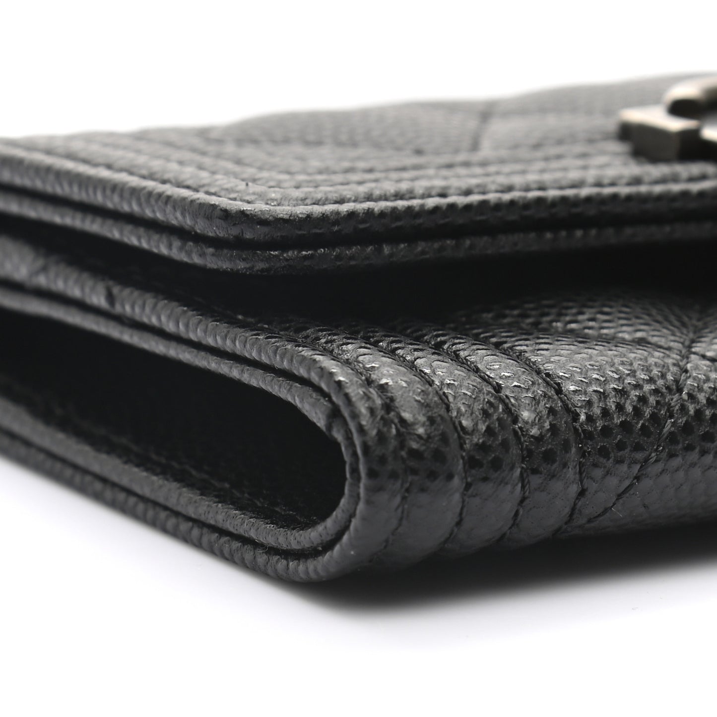 Caviar Quilted Boy Flap Card Holder Black