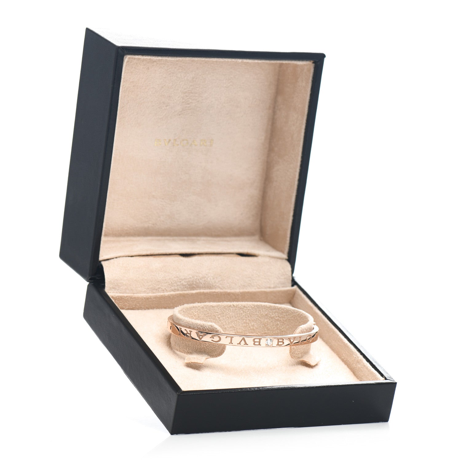 Bulgari 18K Rose Gold Diamond B.Zero1 Essential Bangle Bracelet L 5 of 5