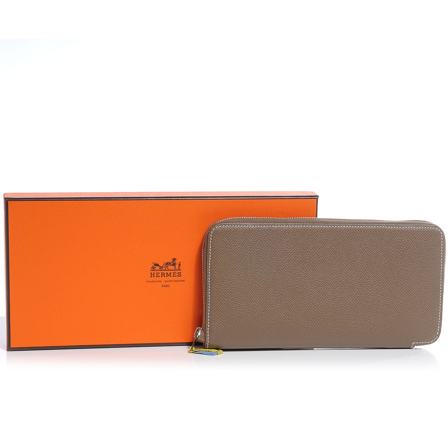 Hermes Epsom Silk In Wallet Etoupe Bleu Electrique 5 of 8