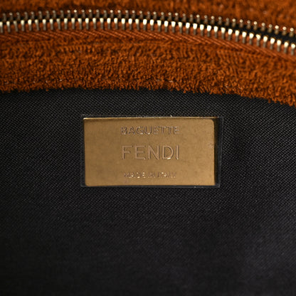Fendi Terry Cloth Vitello Century Matte FF 1974 Embossed Baguette Caramel 6 of 8