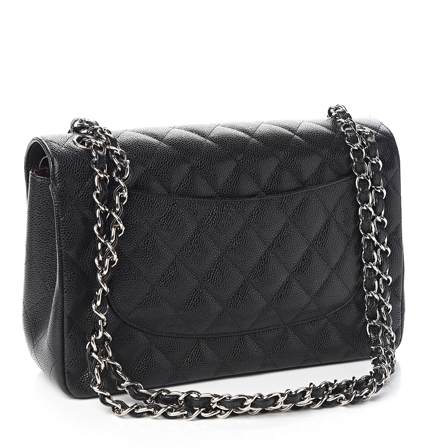 Caviar Quilted Jumbo Double Flap Black