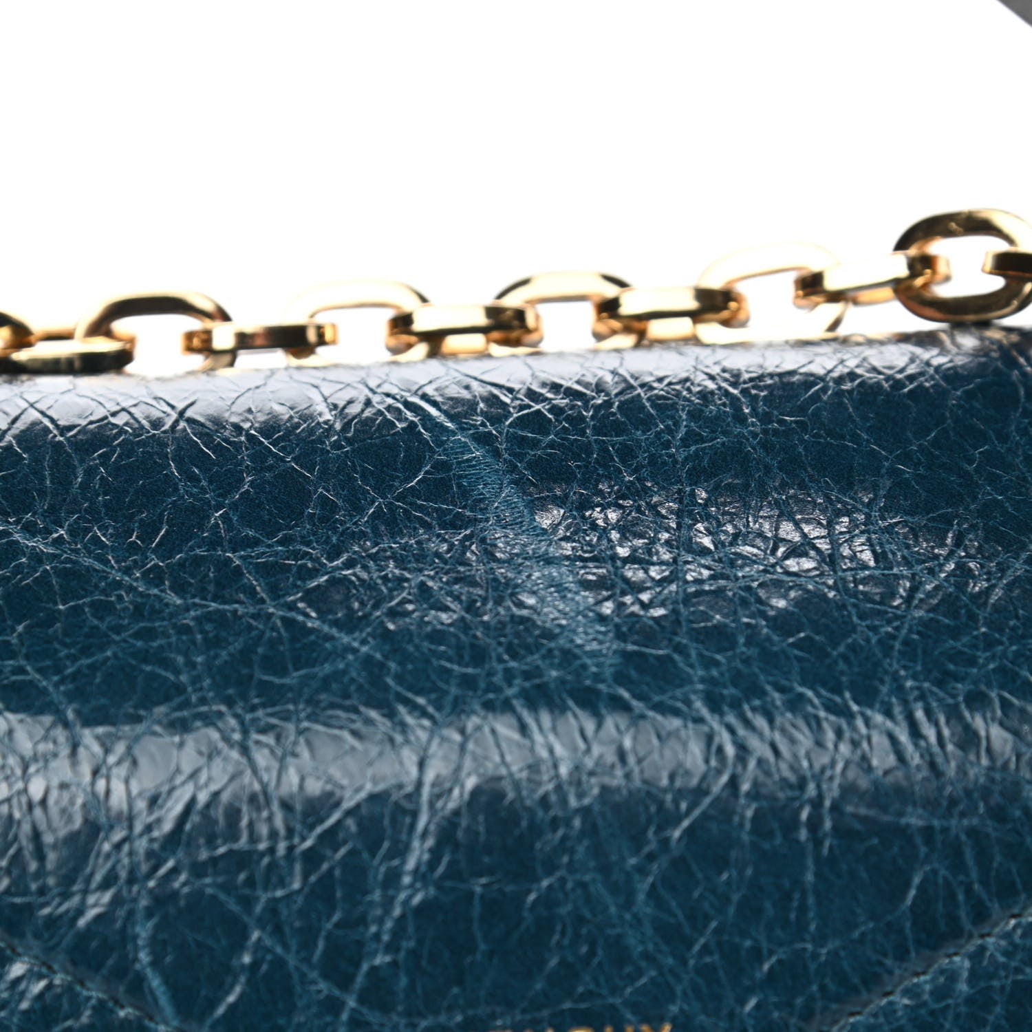 Givenchy Creased Patent Calfskin Medium ID Flap Oil Blue 7 of 7