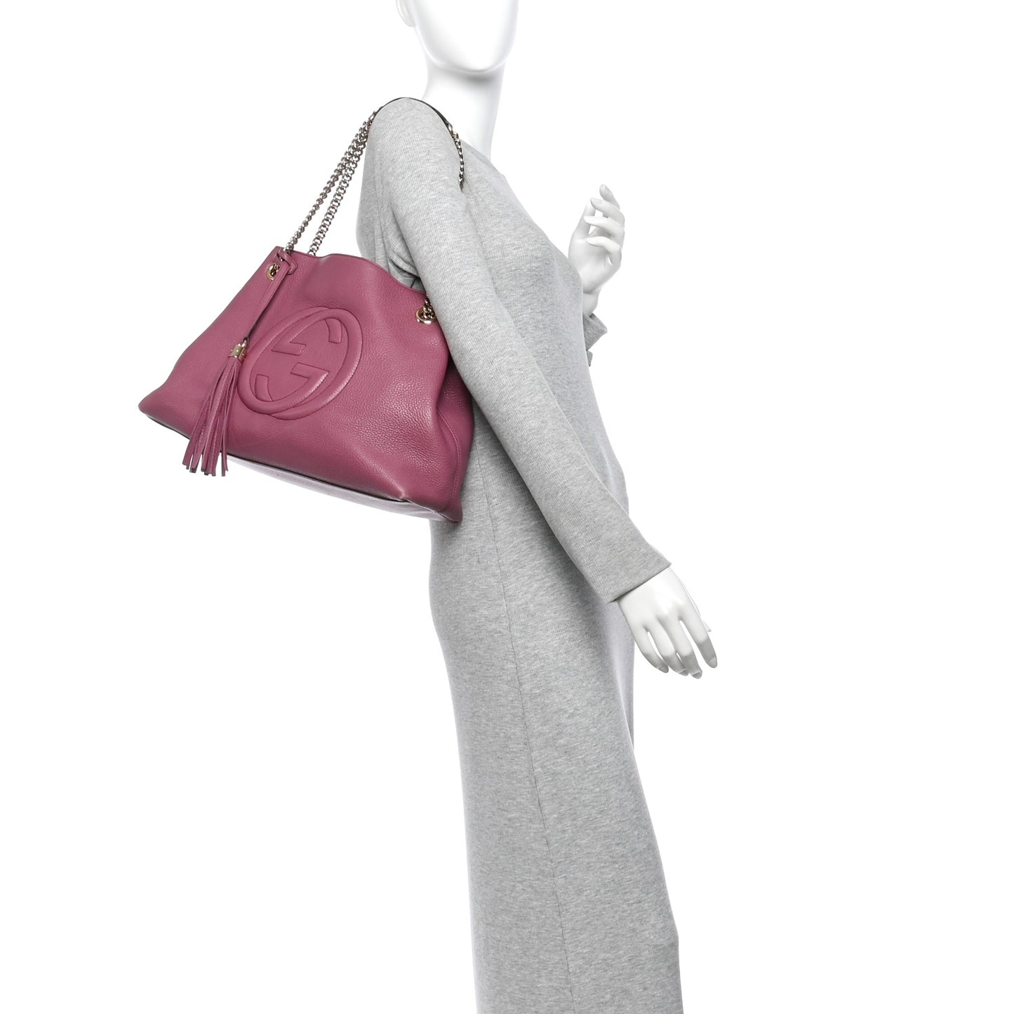 Pebbled Calfskin Medium Soho Chain Shoulder Bag Peonia Flower