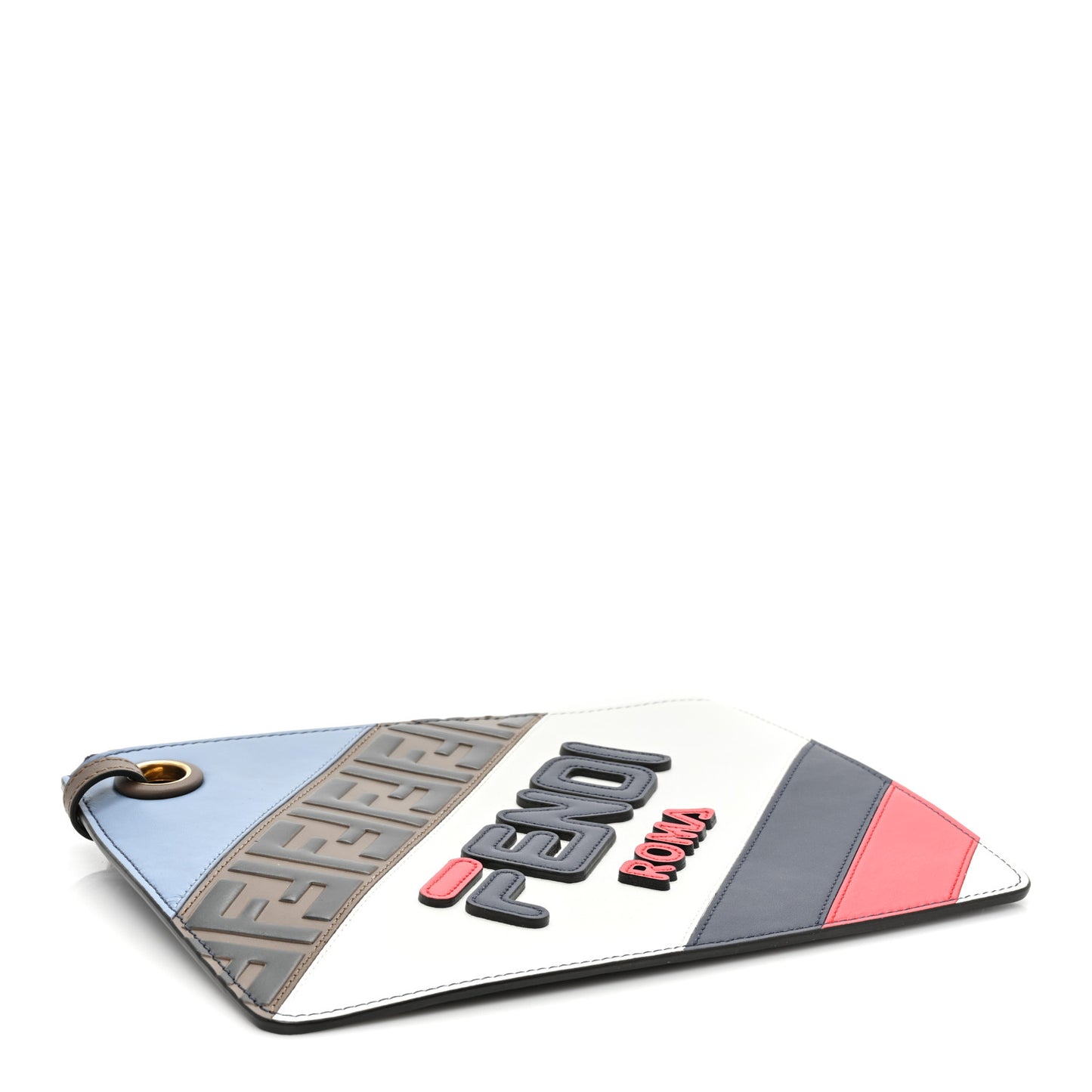X FILA Vitello Century Mania Bi-Color FF 1974 Embossed Small Flat Clutch Nebula Blueberry Multicolor