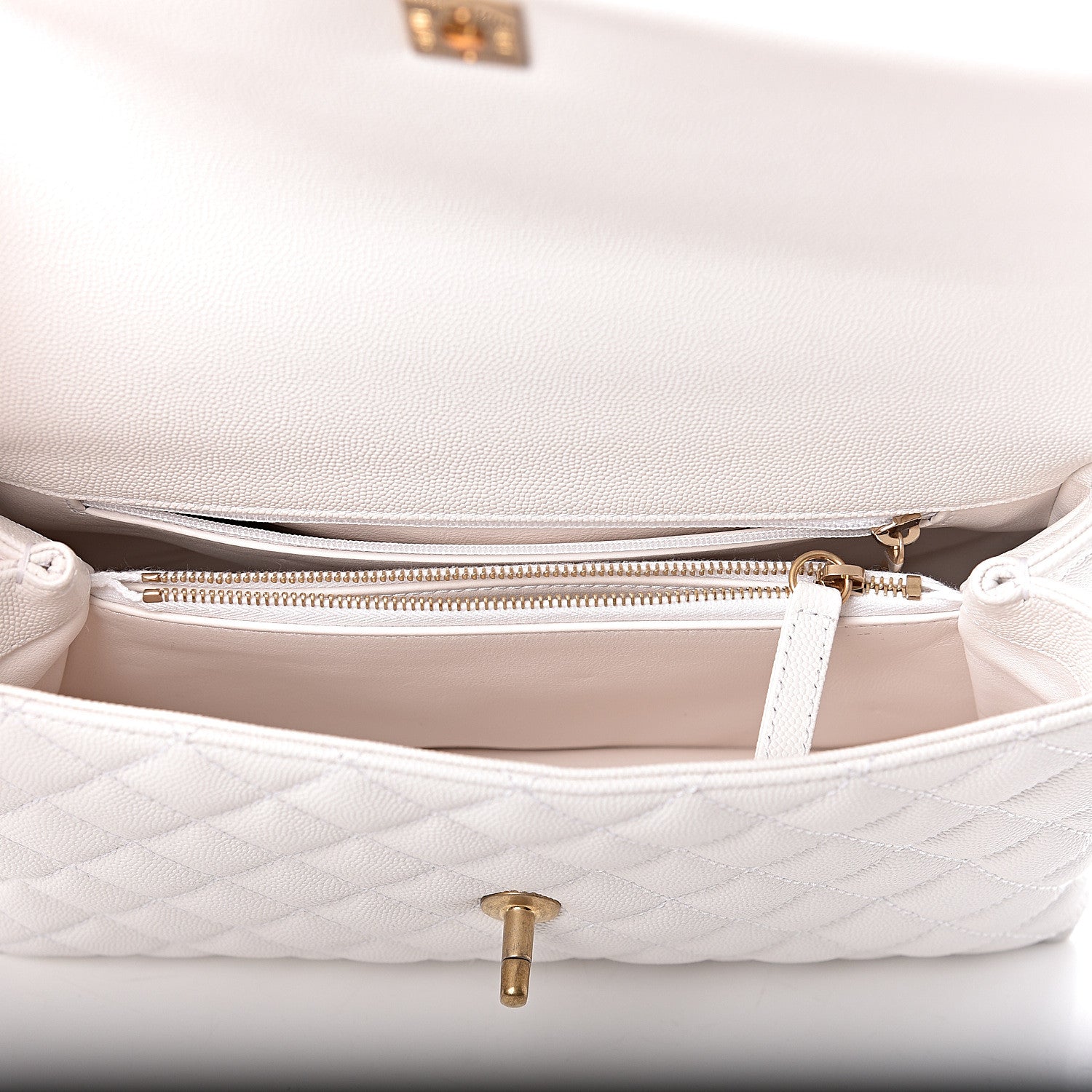 Chanel Caviar Lizard Quilted Small Coco Handle Flap White Beige 6 of 12