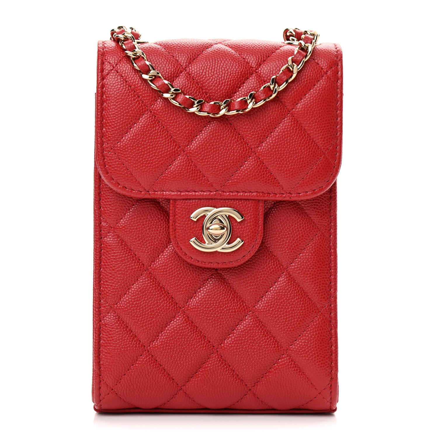 Chanel Caviar Quilted Classic Phone Holder Red 1 of 13