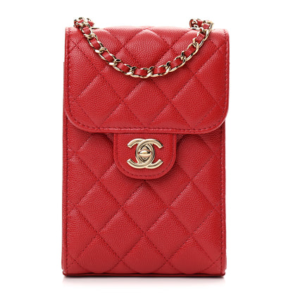 Chanel Caviar Quilted Classic Phone Holder Red 1 of 13