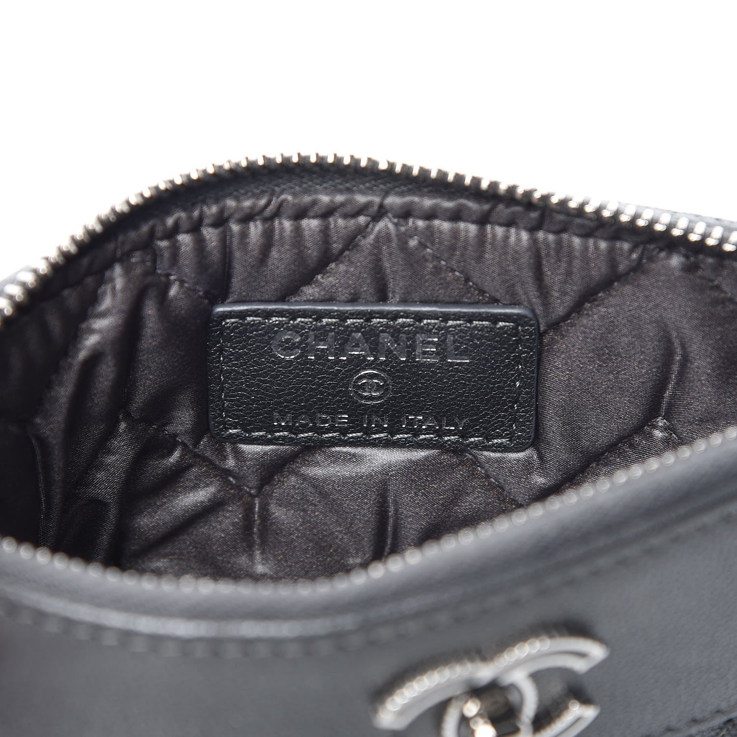 Chanel Sheepskin Chevron Quilted Small Vintage Mademoiselle Cosmetic Case Grey 6 of 8