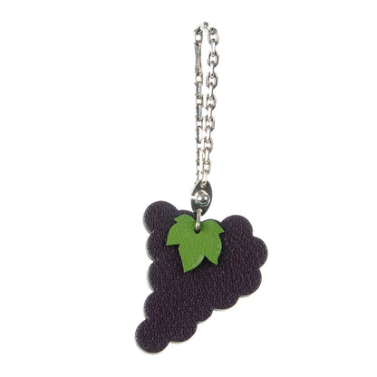 Hermes Chevre Mysore Grape Key Chain Bag Charm Raisin 1 of 5