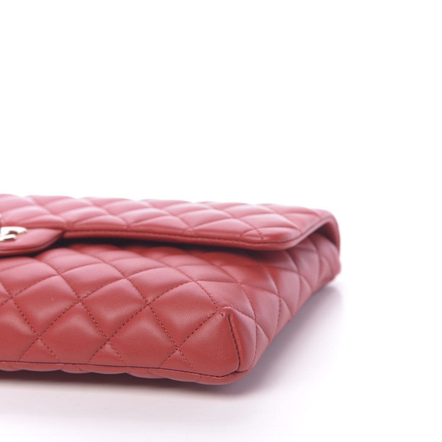 Lambskin Quilted Flap Clutch Red