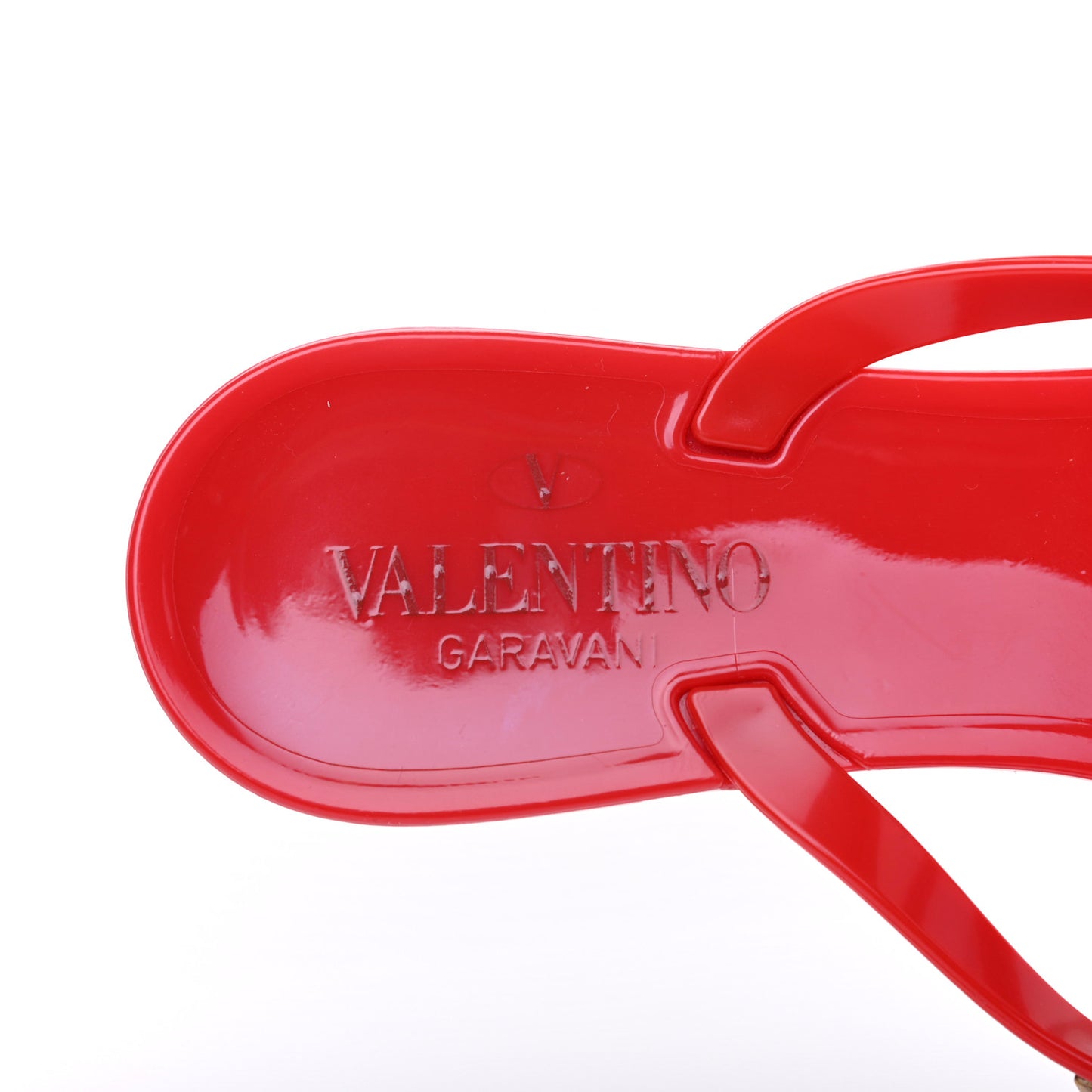 PVC Jelly Rockstud Bow Thong Sandals 38 Rosso Valentino