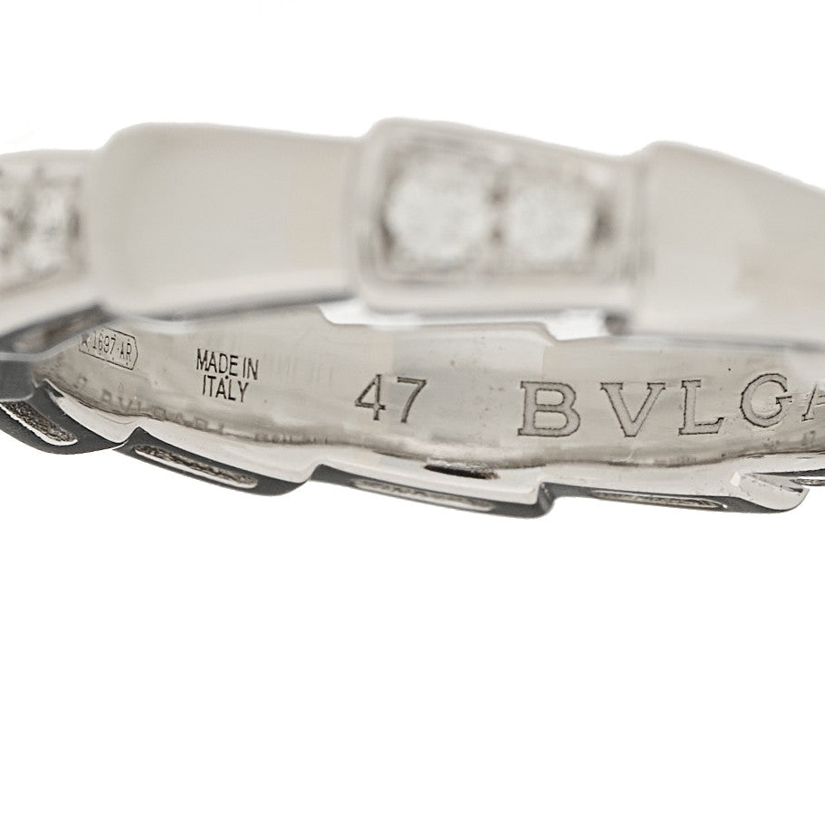 Bulgari 18K White Gold Diamond Serpenti Viper Band Ring 47 4 5 of 5