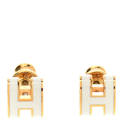 Hermes Gold Lacquered Mini Pop H Earrings White 1 of 5