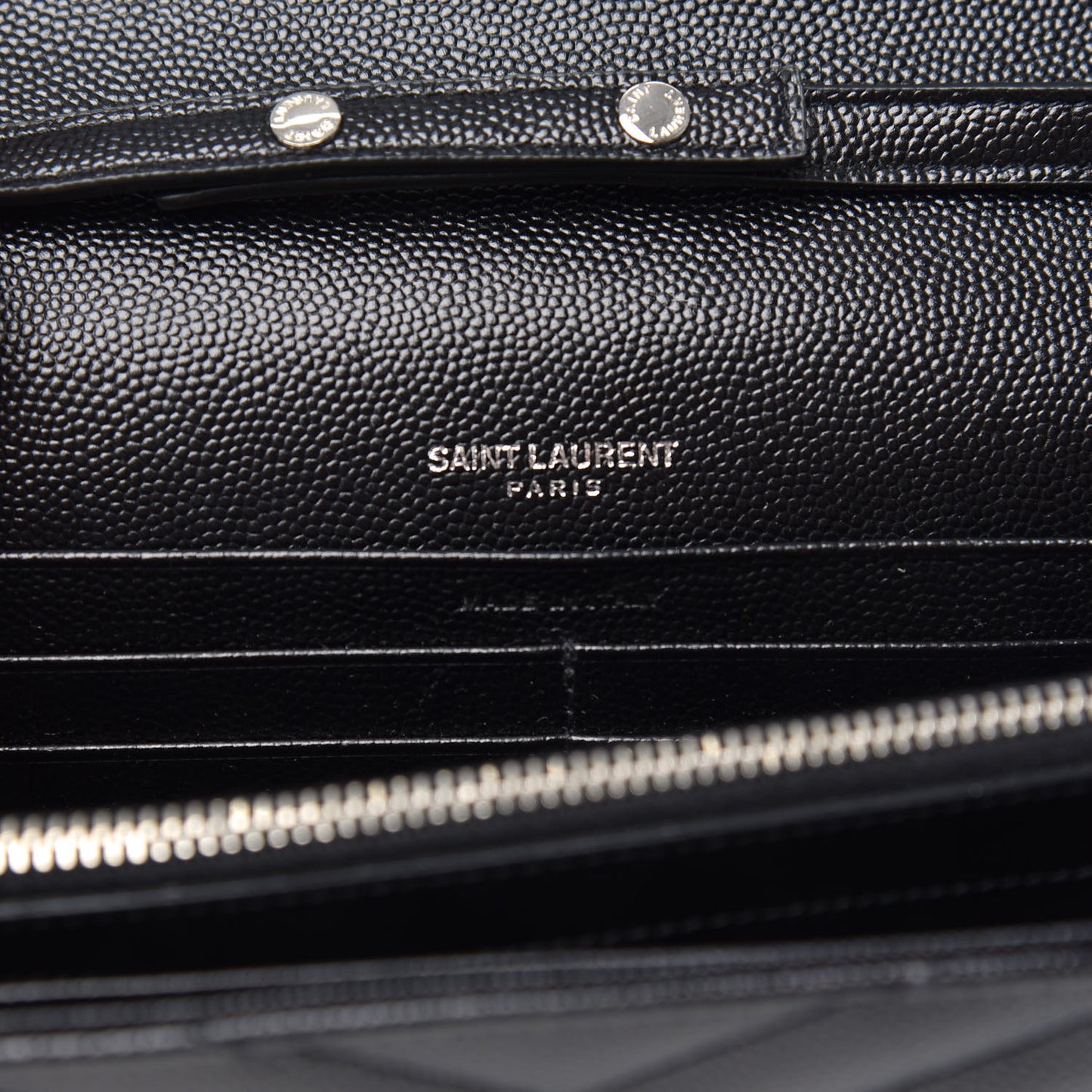 Grain De Poudre Matelasse Chevron Monogram Chain Wallet Black