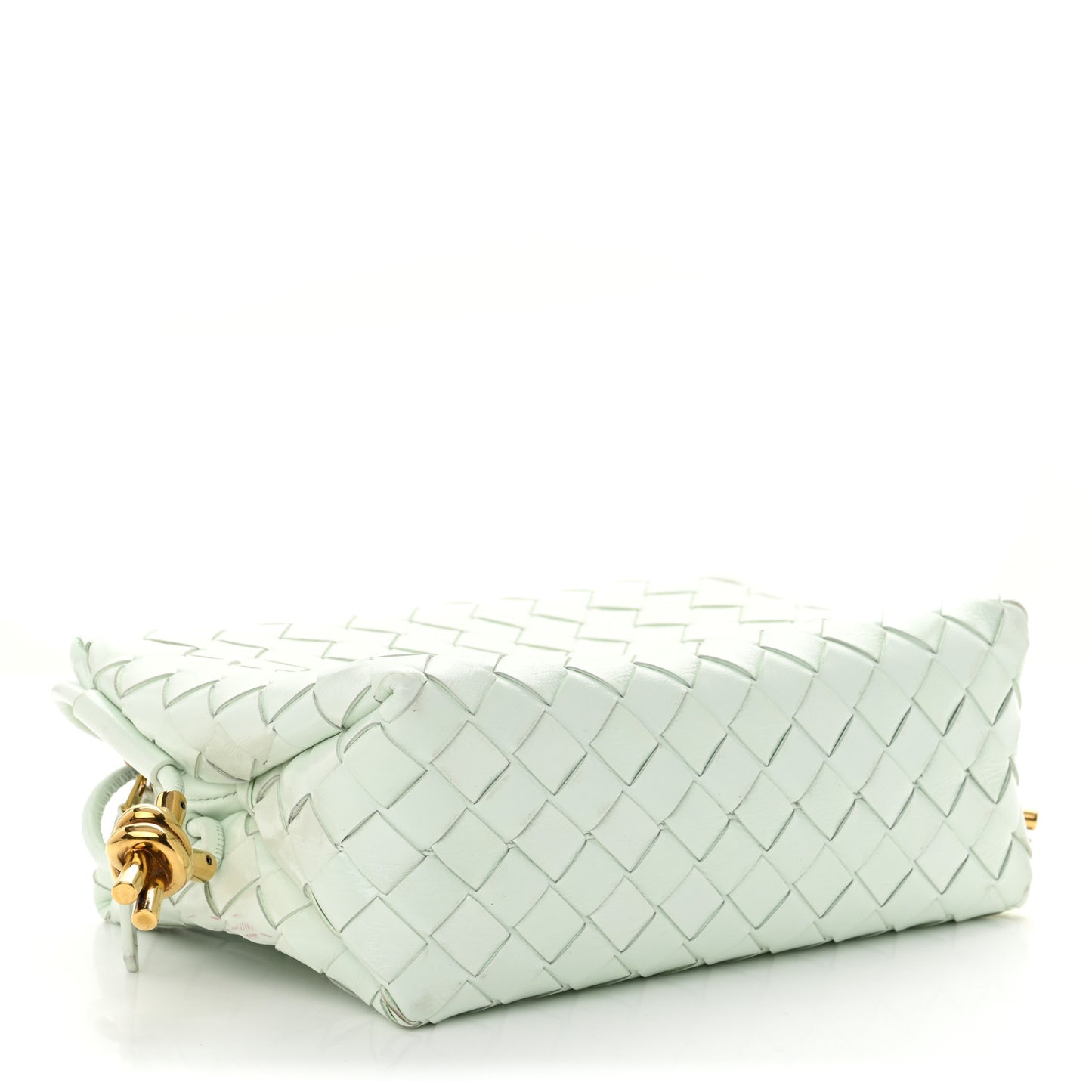 Polished Patent Intrecciato Knot Small Loop Camera Bag Glacier Muse