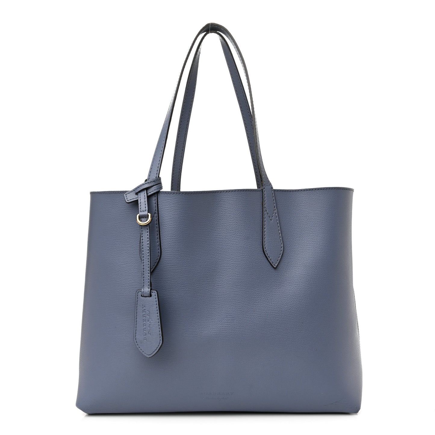 Calfskin Haymarket Check Small Reversible Tote Slate Blue
