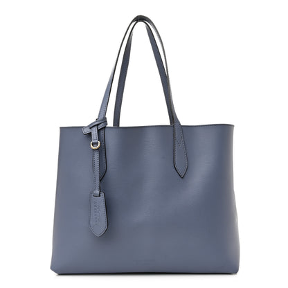 Burberry Calfskin Haymarket Check Small Reversible Tote Slate Blue 3 of 20