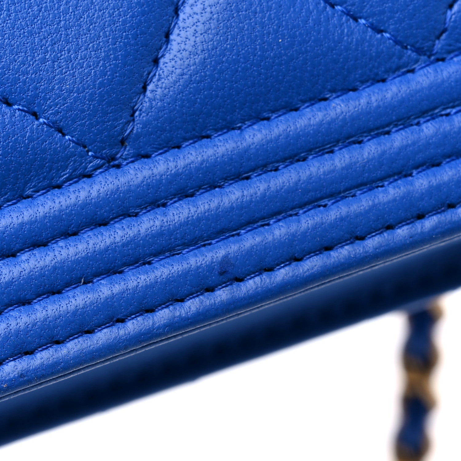 Chanel Lambskin Quilted Boy Wallet On Chain WOC Blue 15 of 15