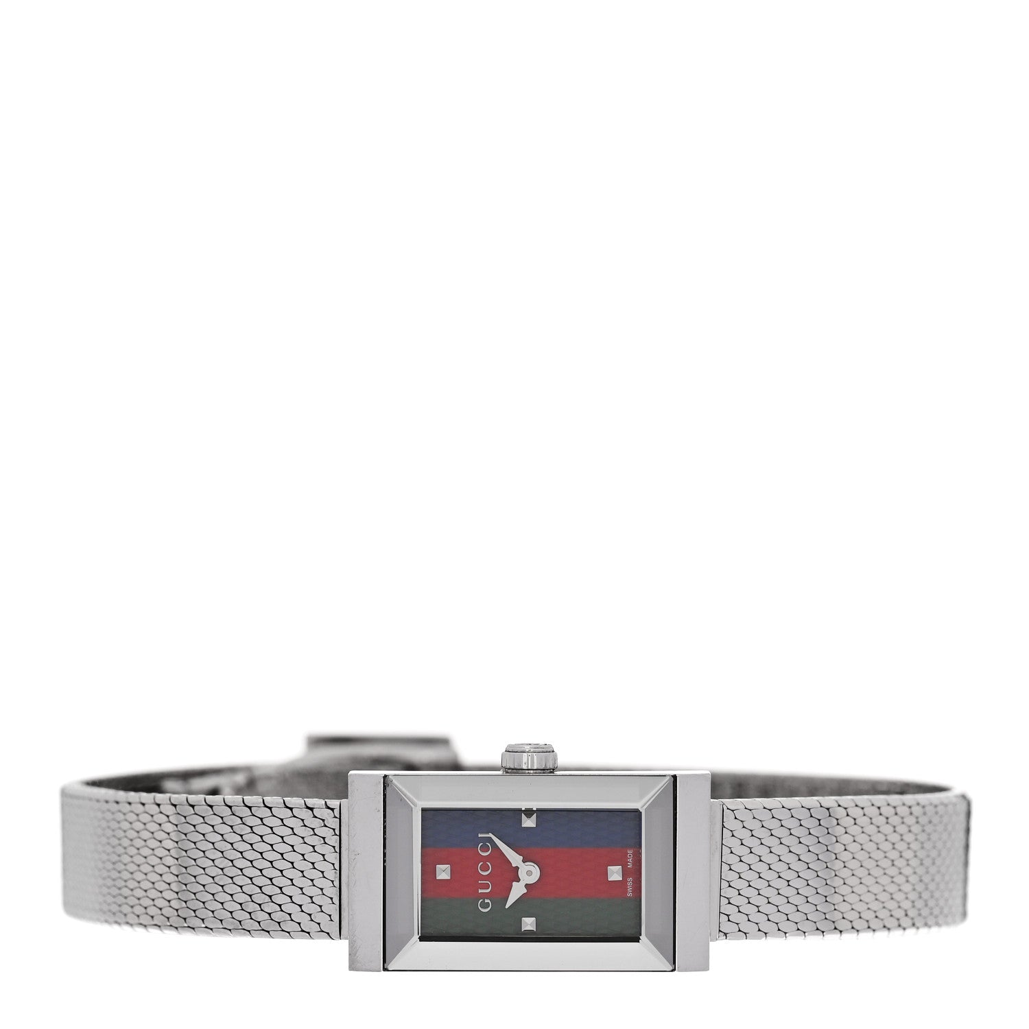 Gucci Stainless Steel 14mm Web G-Frame Quartz Watch Green 2 of 4
